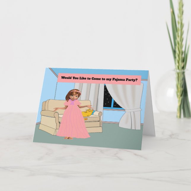 Invitación a los niños Pajama Fiesta para Chicas (Anverso)