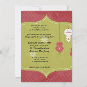Invitación a los Ornamentos de Navidad Blanco Rojo