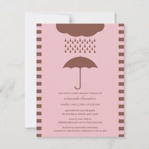 Invitación a los paraguas rosados de la ducha bebé