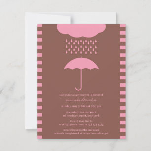 Invitación a los paraguas rosados de la ducha bebé