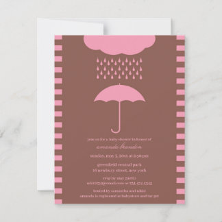 Invitación a los paraguas rosados de la ducha bebé
