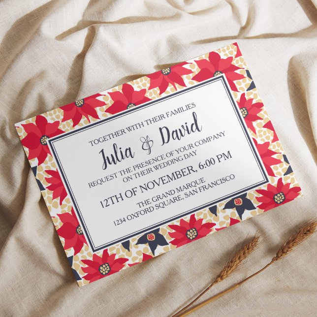 Invitación a los patrones florales rojo y azul (Subido por el creador)
