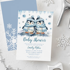 Invitación a los pingüinos de Baby Shower para niñ