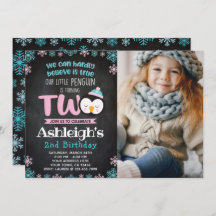 Invitación a los pingüinos por segundo cumpleaños 