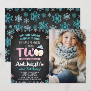 Invitación a los pingüinos por segundo cumpleaños 