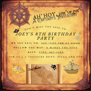 Invitación a los piratas Fiestas de cumpleaños de 