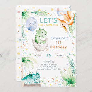 Invitación a los primeros cumpleaños de Dinosaur