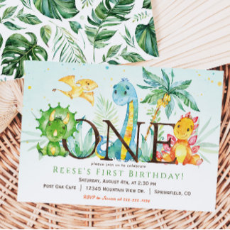 Invitación a los primeros cumpleaños de Dinosaurio