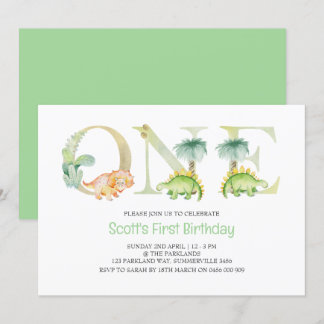 Invitación a los primeros cumpleaños de Dinosaurio