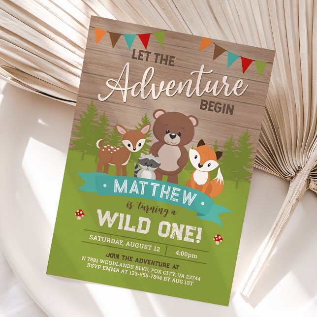 Invitación a los primeros cumpleaños de Woodland (Woodland First Birthday Invitation)