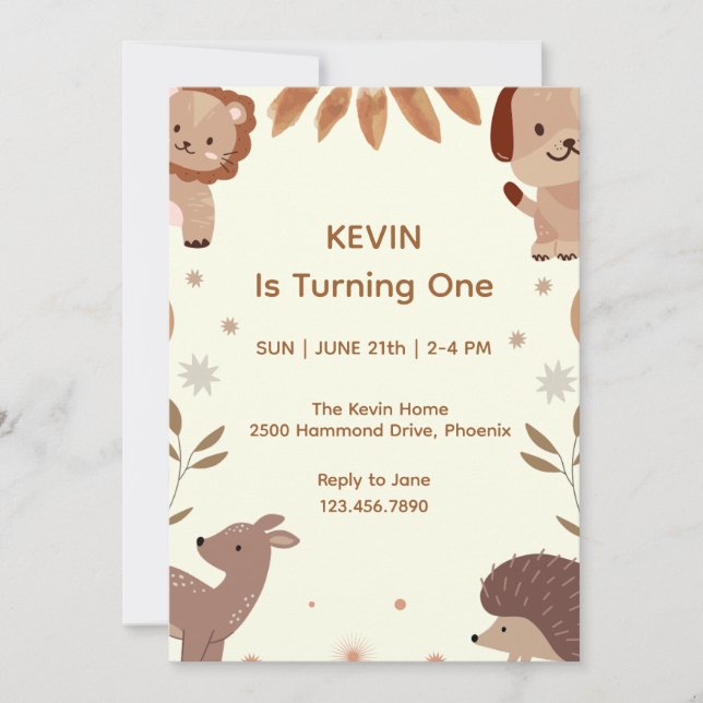 Invitación a los primeros cumpleaños del tema de l (Anverso)