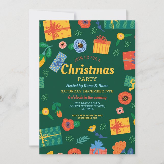 Invitación a los regalos festivos de los Fiestas n (Anverso)