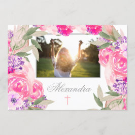 Invitación a los Rosas florales de la primera comu