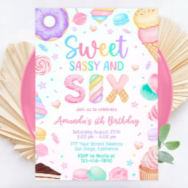 Invitación a los seis cumpleaños, dulce y fácil, s