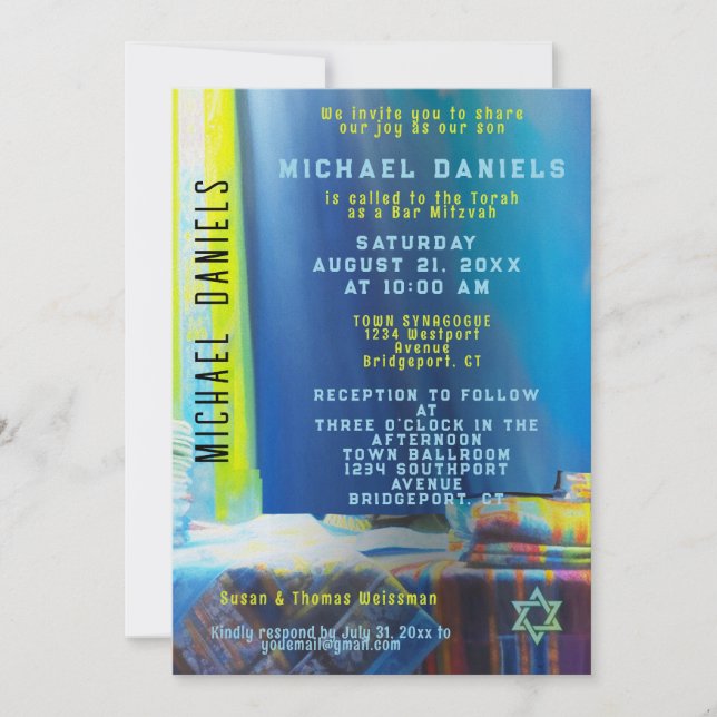 Invitación a los Shawls de oración (Anverso)