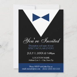 Invitación a los tux negros y azules de la marina,