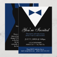 Invitación a los tux negros y azules de la marina,