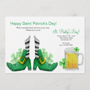 Invitación a los zapatos de Leprechaun con hebilla