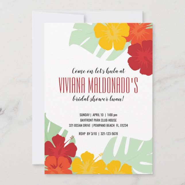 invitación a luau de BRIDAL SHOWER tropical 2 (Anverso)