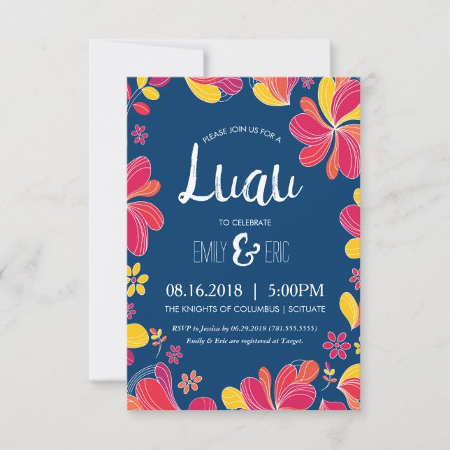 Invitación a Luau - Invitación de fiesta tropical  (Anverso)