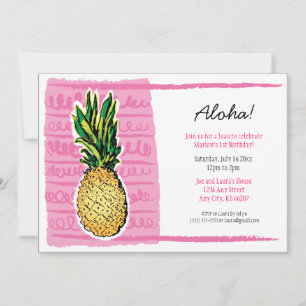 Invitación a Luau Pink Pineapple