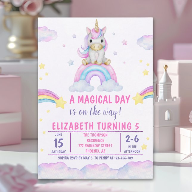 Invitación A Magical Day is on the Way Unicorn Birthday Girl (Subido por el creador)