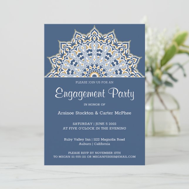 Invitación a Mandala en negro y oro (Anverso de pie)