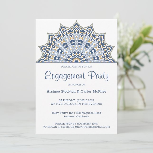 Invitación a Mandala en negro y oro (Anverso de pie)