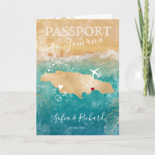 Invitación a mapa de pasaporte de destino de Boda 