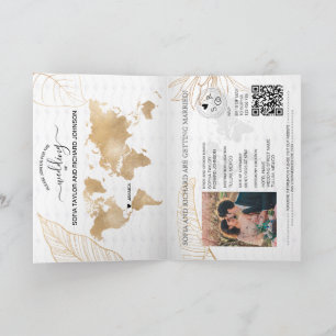Invitación a mapa de pasaporte de destino de Boda 
