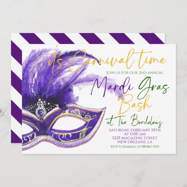 Invitación a Mardi Gras (Anverso / Reverso)