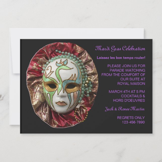 Invitación a Mardi Gras (Anverso)