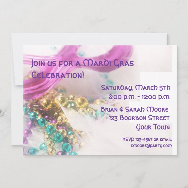 Invitación a Mardi Gras (Anverso)