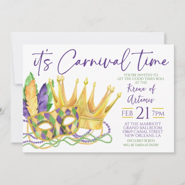 Invitación a Mardi Gras (Anverso)