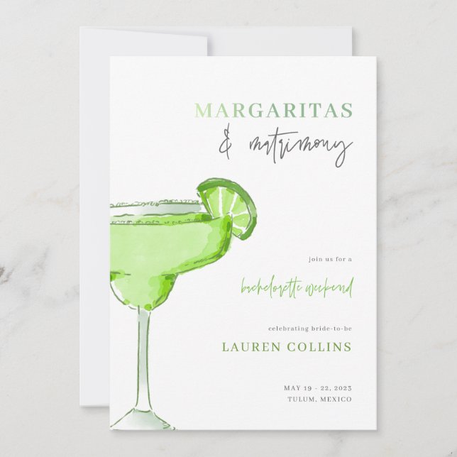Invitación a Margarita Margs y Matrimony Bachelore (Anverso)