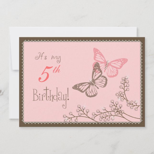 Invitación a mariposas Diamante de imitación (Anverso)