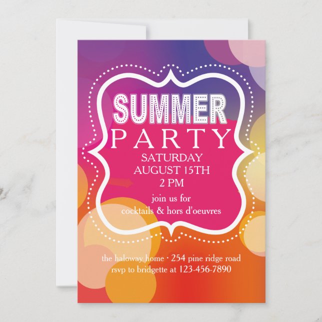 Invitación a Marquee de Fiesta de verano (Anverso)