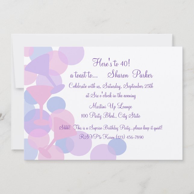 Invitación a Martini Bubbles Party (Anverso)