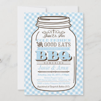 Invitación a Mason Jar BBQ, Parejas Baby Shower Bo