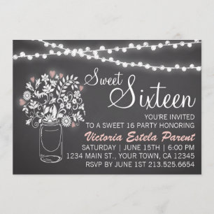 Invitación a Mason Jar Sweet 16