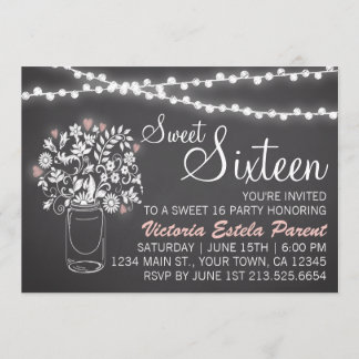 Invitación a Mason Jar Sweet 16