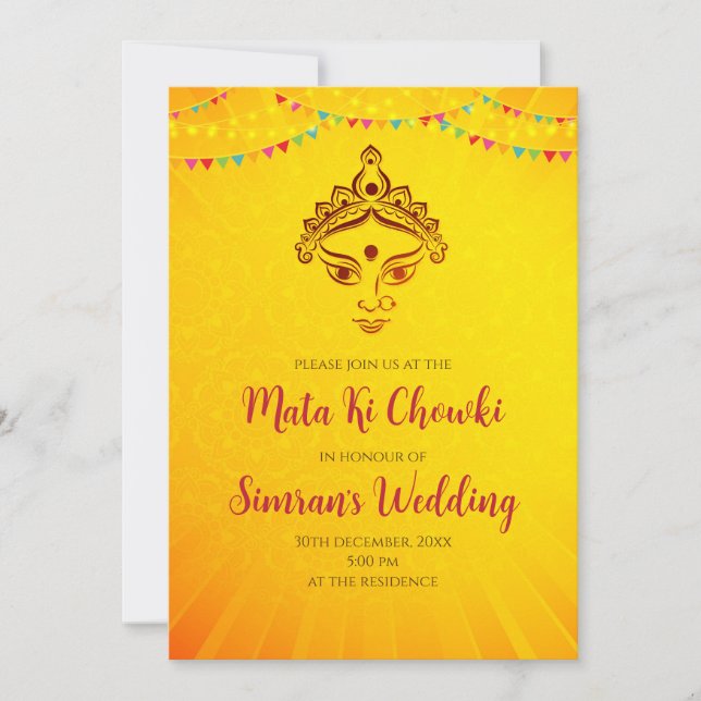 Invitación a Mata ki Chowki para la celebración de (Anverso)
