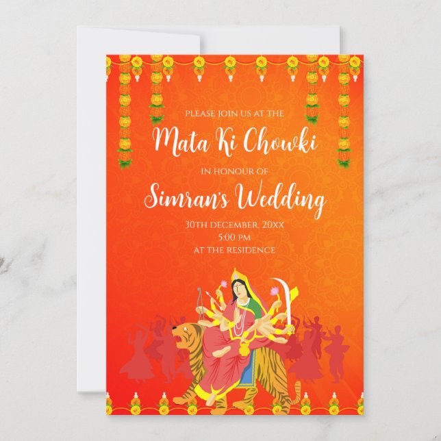 Invitación a Mata ki Chowki para la celebración de (Anverso)