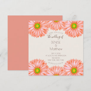 Invitación a matrimonio Apricot Gerbera de 5,25" x