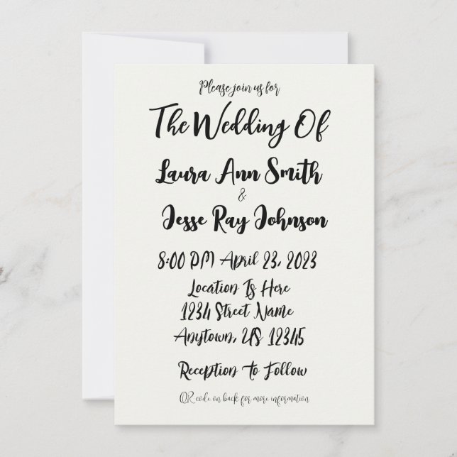 Invitación a matrimonio básico simple amigable con (Anverso)