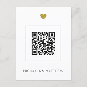 Invitación a matrimonio blanco con código QR minim