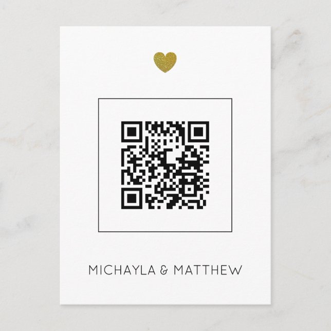 Invitación a matrimonio blanco con código QR minim (Anverso)