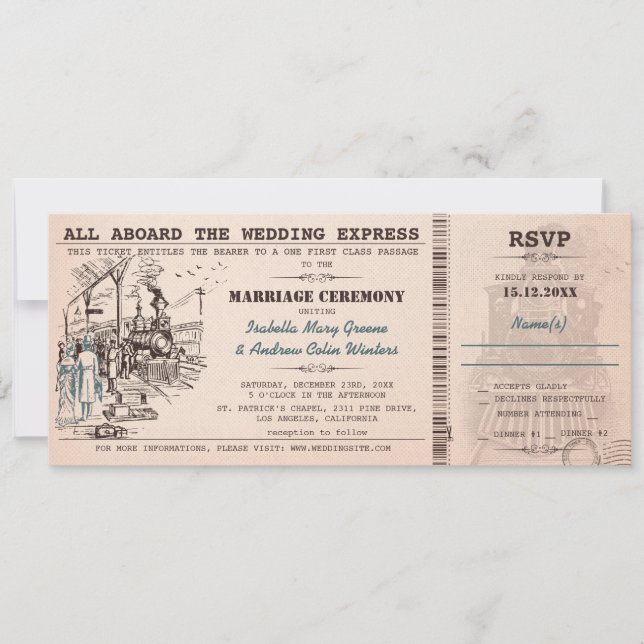 Invitación a matrimonio Boda Express (Anverso)