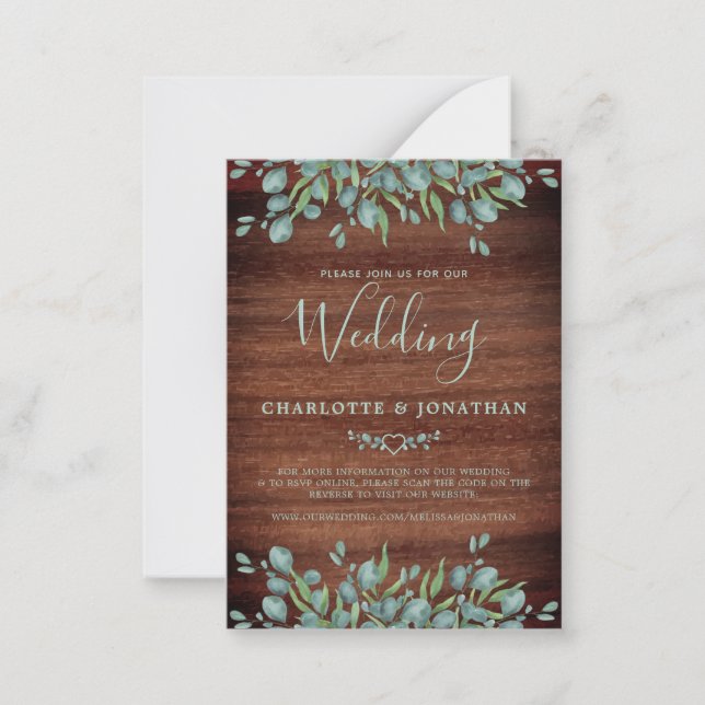 Invitación a matrimonio botánico de código QR rúst (Anverso)