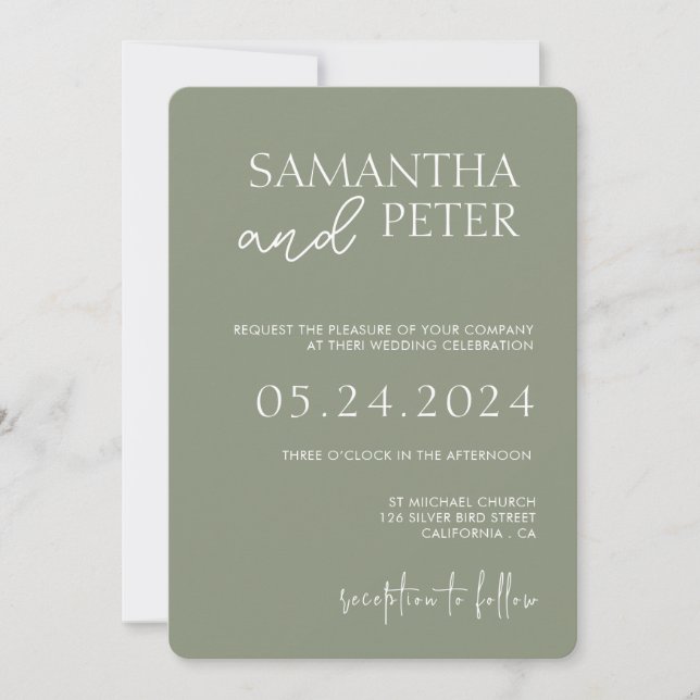 Invitación a matrimonio con código QR, Boda mínimo (Anverso)